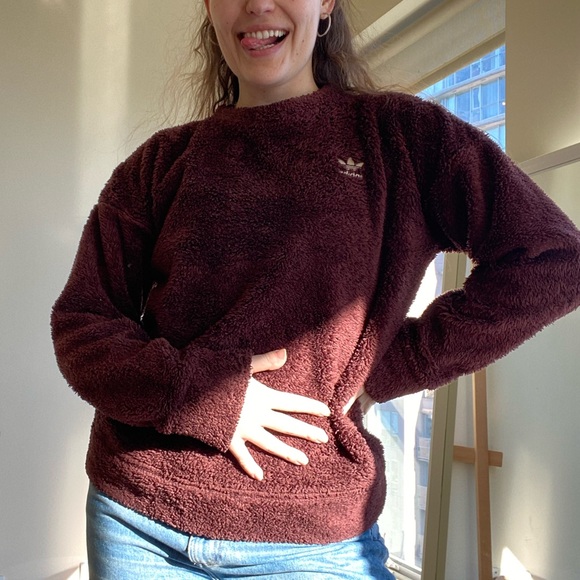 Adidas Burgundy Brushed Terry Crew (Size S) - Picture 6 of 6
